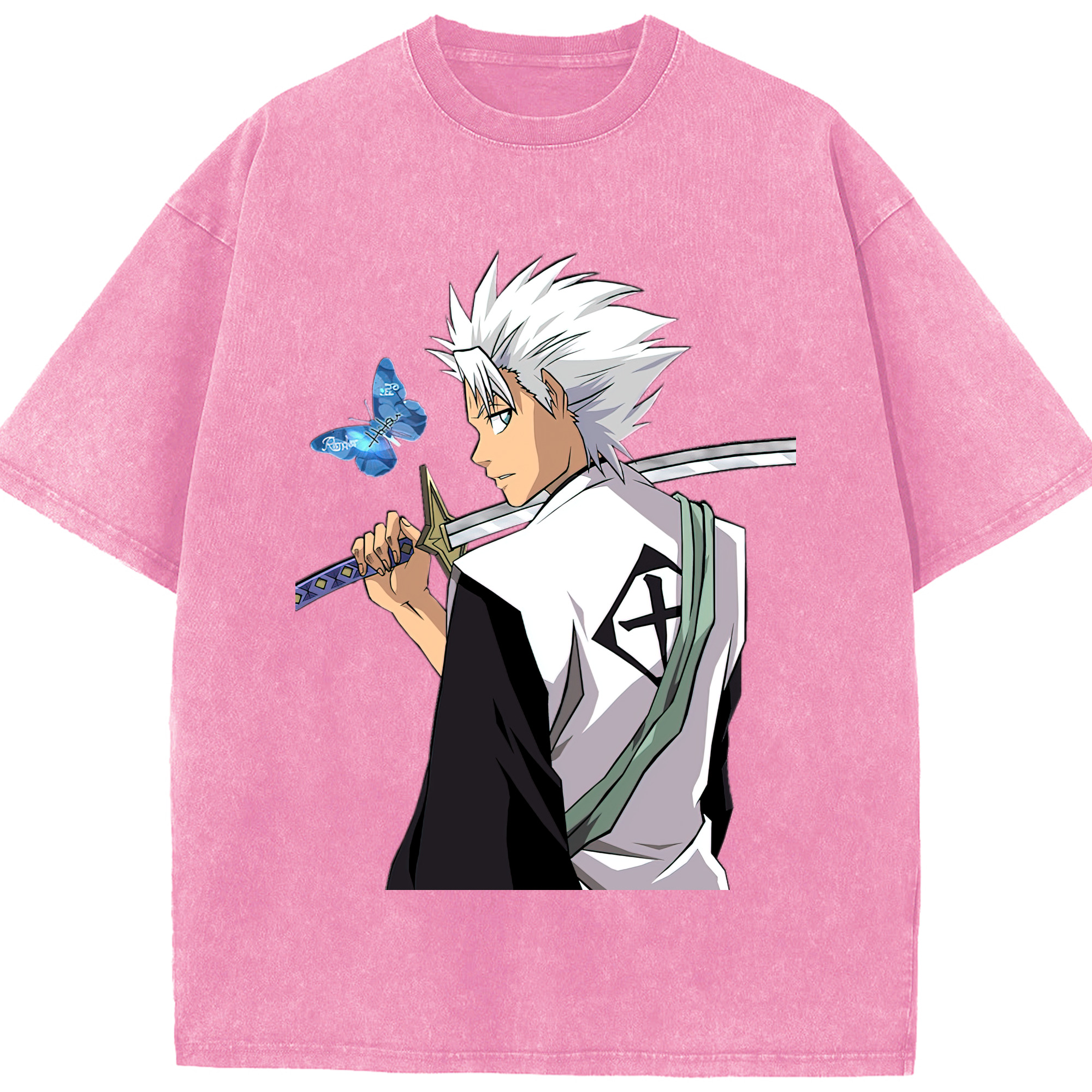 （画像用） ブリーチ 日番谷冬獅郎（ひつがや とうしろう） BLEACH Hitsugaya Toushirou 綿100% ヴィンテージ風 半袖Tシャツ（フロントプリント）